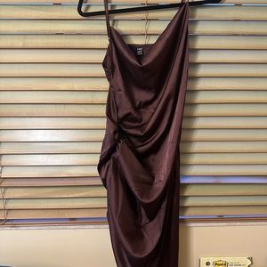 Brown Satin Dress